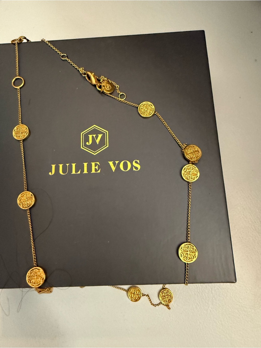 Julie Vos Gold Medallion Station Necklace - Gold